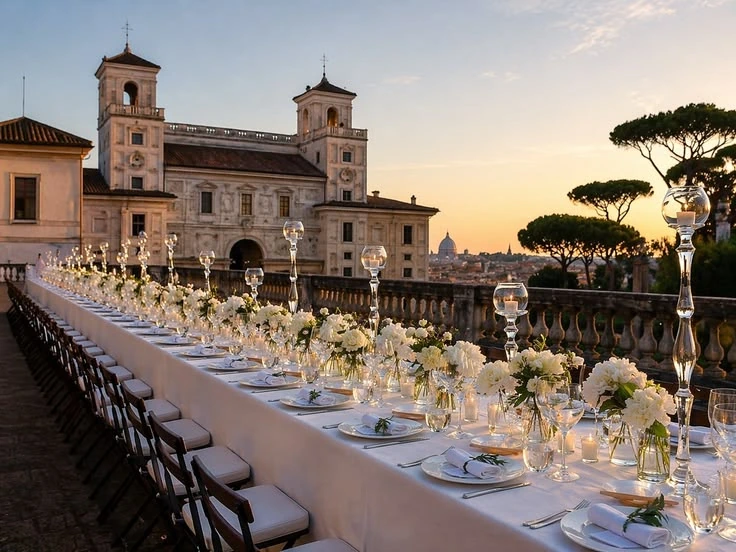 Location allestita per un matrimonio a Roma